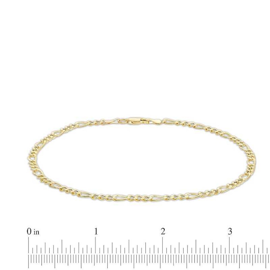 Banter 10K Hollow Gold Pav Figaro Chain Anklet Ankle