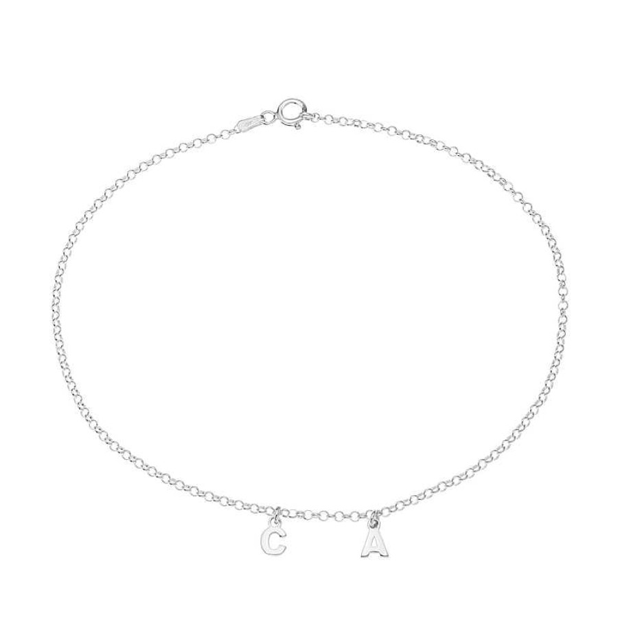 Banter Sterling Silver Two Initial Charm Anklet Ankle