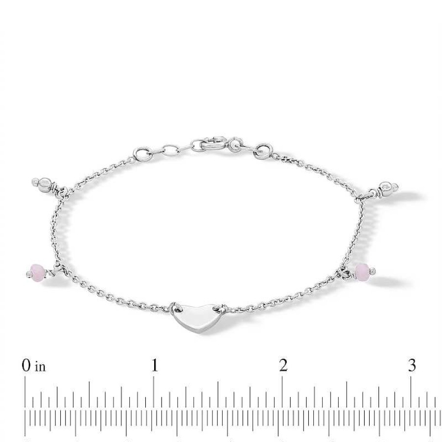 Banter Sterling Silver Pink Glass Bead Heart Bracelet Bracelets