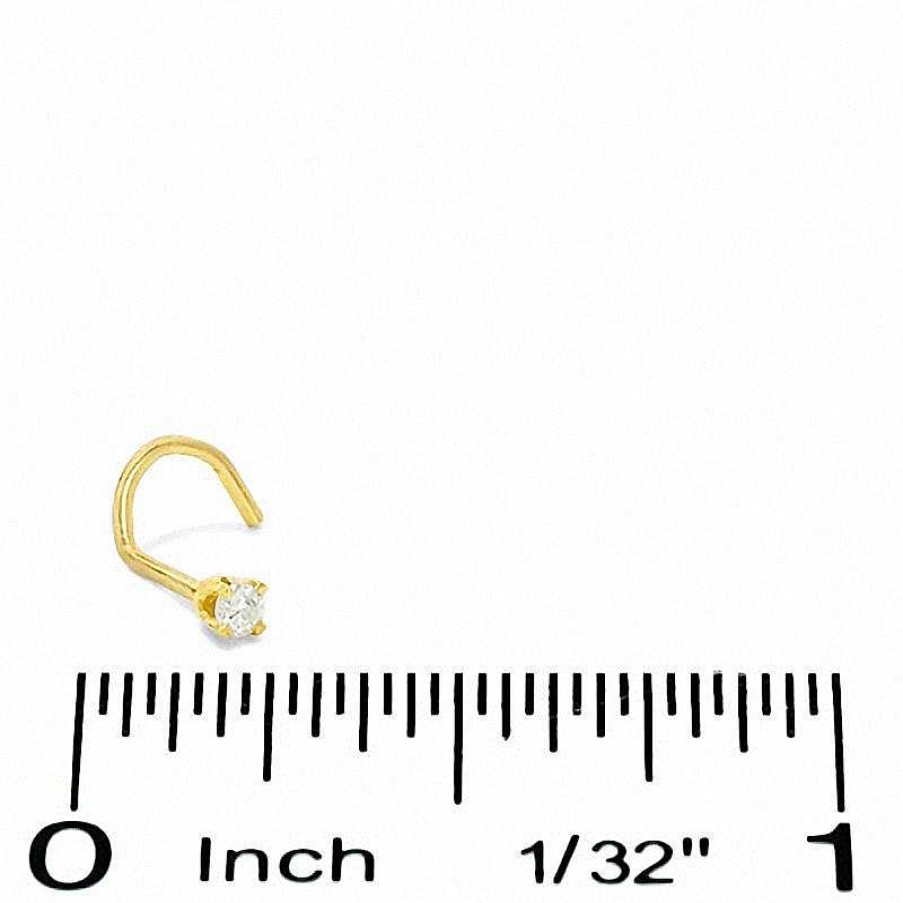 Banter 14K Semi-Solid Gold Diamond Accent Nose Stud - 22G Nose