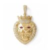 Banter Marquise Red And White Cubic Zirconia Pav Lion Head With Crown Necklace Charm In 10K Gold Charms