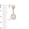 Banter 014 Gauge Crystal And Cubic Zirconia Belly Button Ring Set In Solid Stainless Steel With Rose Ip Belly Button