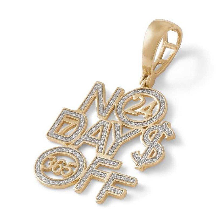 Banter 1/10 Ct. T.W. Diamond "No Day$ Off" Necklace Charm In 10K Gold Charms