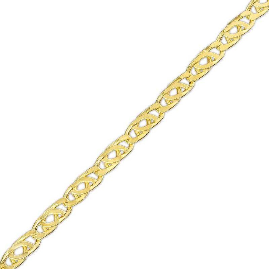 Banter 3.4Mm Diamond Cut Bird Eye Chain Bracelet In 10K Hollow Gold - 7.5" Bracelets