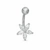 Banter Solid Stainless Steel Cz Marquise Flower Belly Button Ring - 14G Belly Button