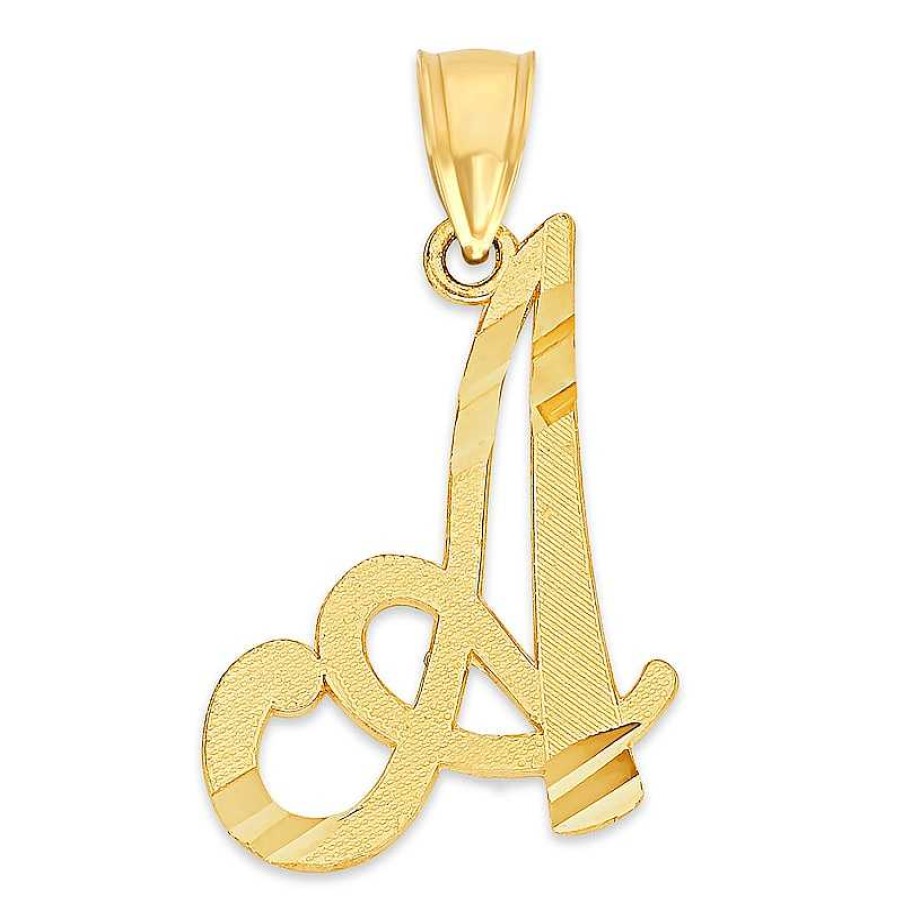 Banter 10K Solid Gold Diamond Cut Script Letter A Charm Charms