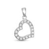 Banter Cubic Zirconia Medium Tilted Open Heart Necklace Charm In Sterling Silver Charms