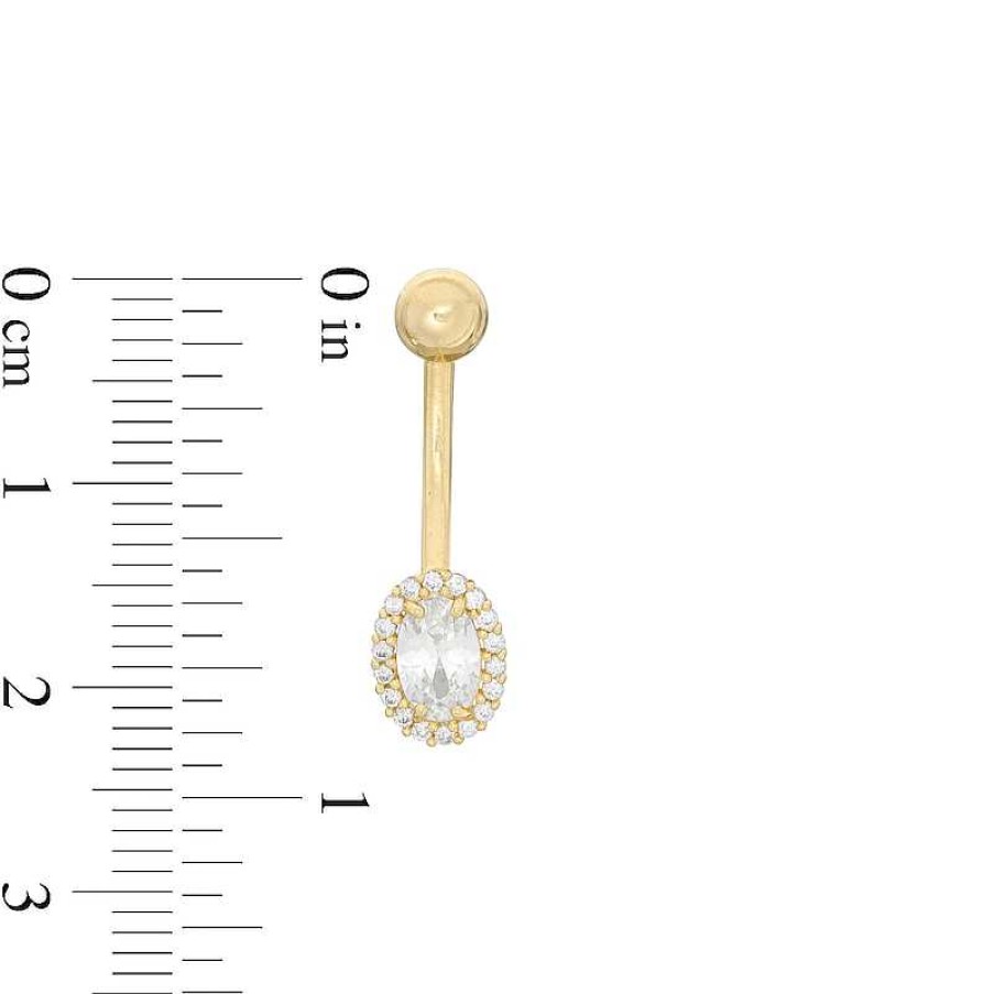 Banter 10K Solid Gold Cz Frame Belly Button Ring - 14G 3/8" Belly Button