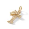 Banter Cubic Zirconia "T" Initial With Crown Necklace Charm In 10K Solid Gold Charms