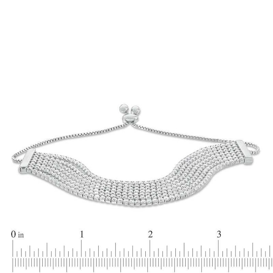 Banter Cubic Zirconia Multi-Row Bolo Bracelet In Sterling Silver - 10.5" Bracelets