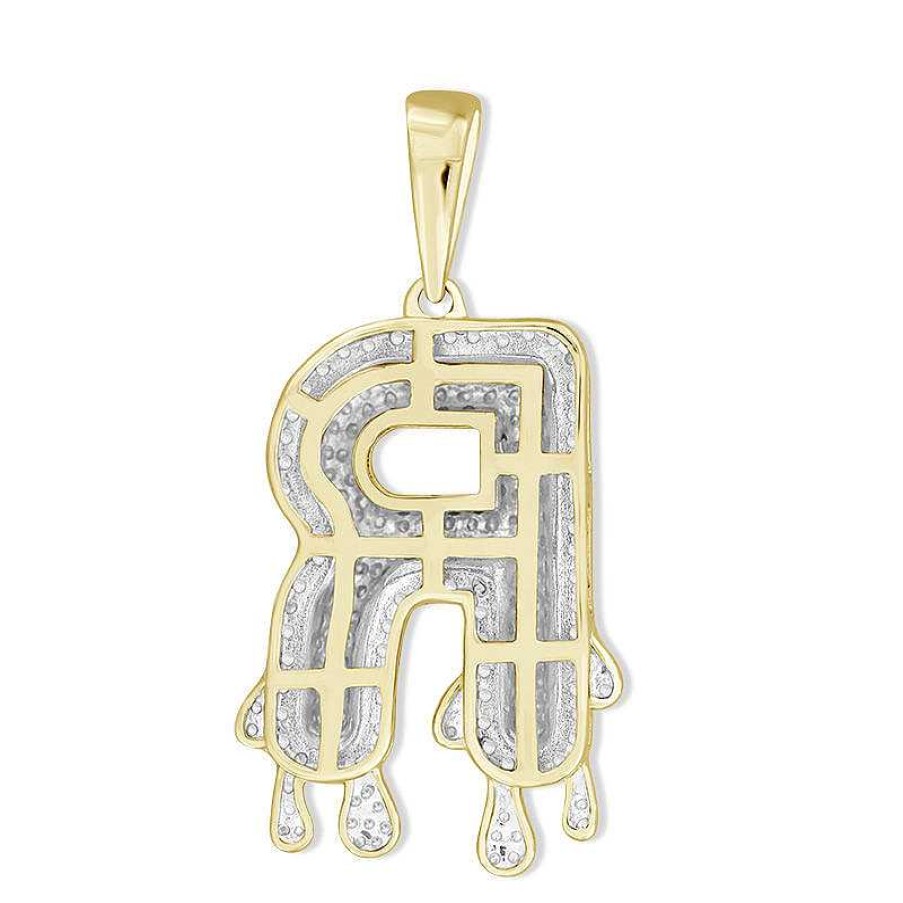 Banter 1/3 Ct. T.W. Diamond Beaded Dripping "R" Initial Necklace Charm In 10K Gold Charms