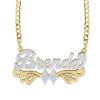 Banter Script Name With Double Rhombus Curb Chain Two-Tone Necklace In Sterling Silver With 14K Gold Plate (1 Line) - 18" Necklaces