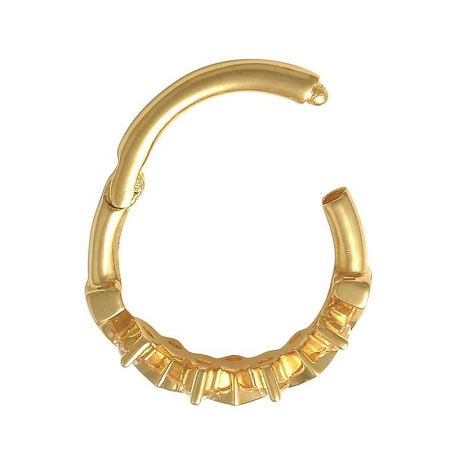 Banter 10K Gold Cz Zig-Zag Hoop - 16G 3/8" Nose