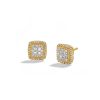 Banter 10K Solid Gold 1/2 Ct. T.W. Diamond Halo Cushion Studs Earrings