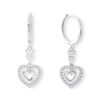 Banter Cubic Zirconia Double Hearts Dangle Drop Earrings In Solid Sterling Silver Earrings