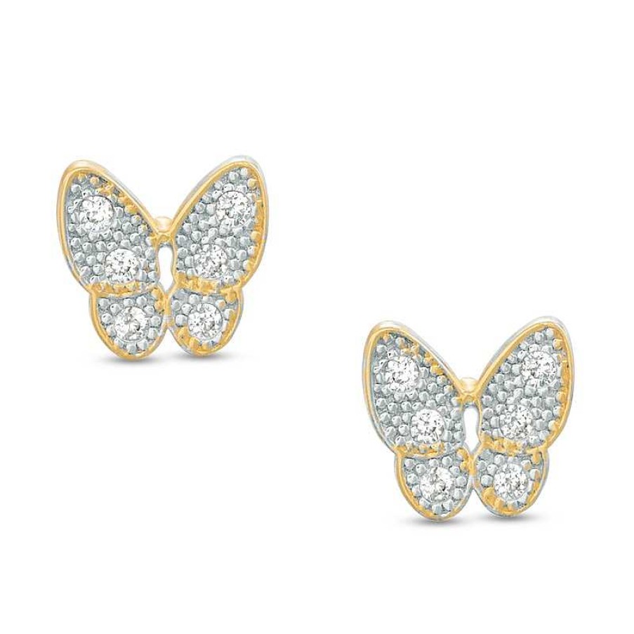 Banter Child'S Cubic Zirconia Butterfly Stud Earrings In 14K Gold Earrings