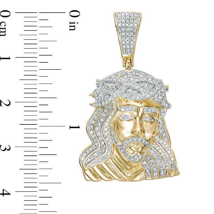 Banter 1/2 Ct. T.W. Diamond Jesus Head Necklace Charm In 10K Gold Charms