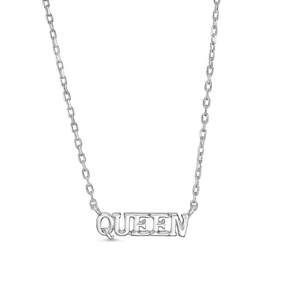 Banter Queen Bold Block Pendant Necklace In Sterling Silver Necklaces