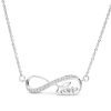 Banter Cubic Zirconia Sideways Infinity With "Love" Necklace In Sterling Silver Necklaces