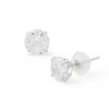 Banter 10K Solid White Gold Cz Solitaire Studs Earrings