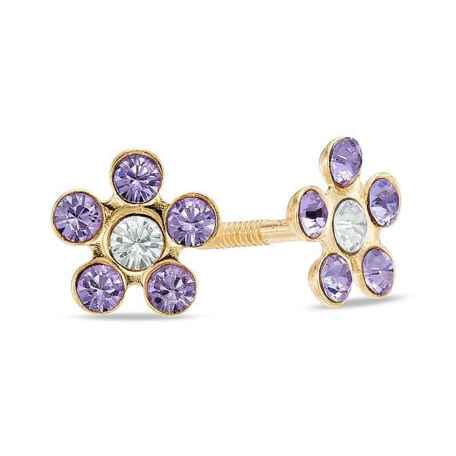 Banter Child'S Lavender Crystal Flower Stud Earrings In 10K Gold Earrings