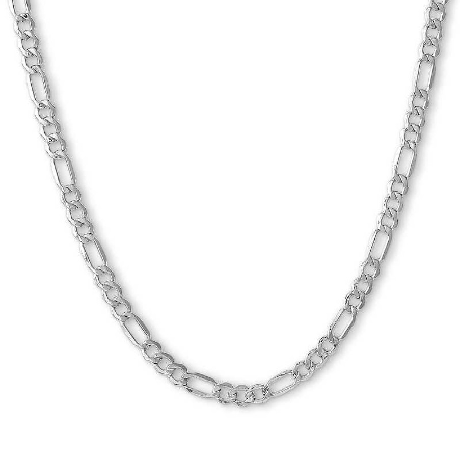 Banter 10K Hollow White Gold Beveled Figaro Chain - 18" Necklaces