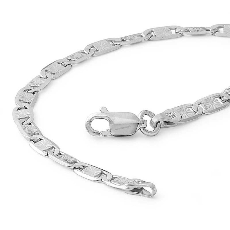 Banter Made In Italy 080 Gauge Snail With Star Chain Bracelet In Isterling Silver - 7.5" Bracelets