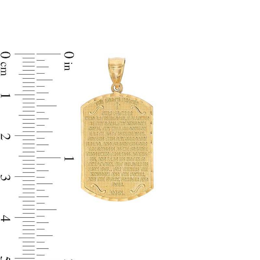 Banter 27 X 16Mm Embossed Lord'S Prayer Multi-Finish Dog Tag Necklace Charm In 10K Gold Casting Solid Charms