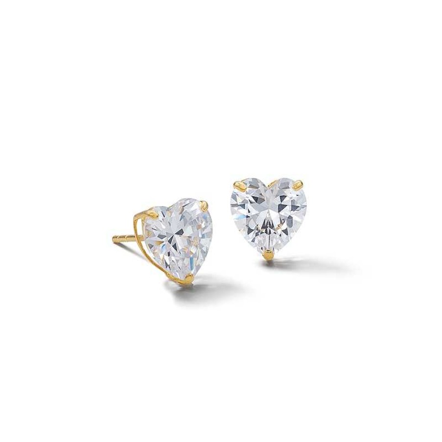 Banter 10K Solid Gold Cz Heart Studs Earrings