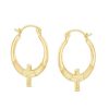 Banter Multi-Finish Cross Hoop Earrings In 10K Stamp Hollow Gold Earrings