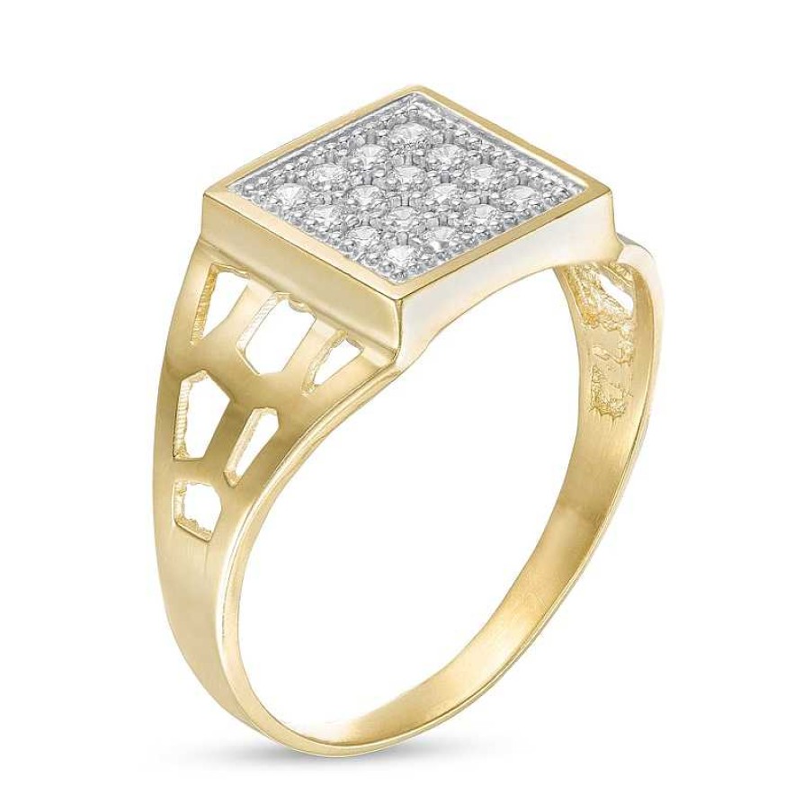 Banter Composite Square Cubic Zirconia Signet Ring In 10K Gold - Size 10 Rings