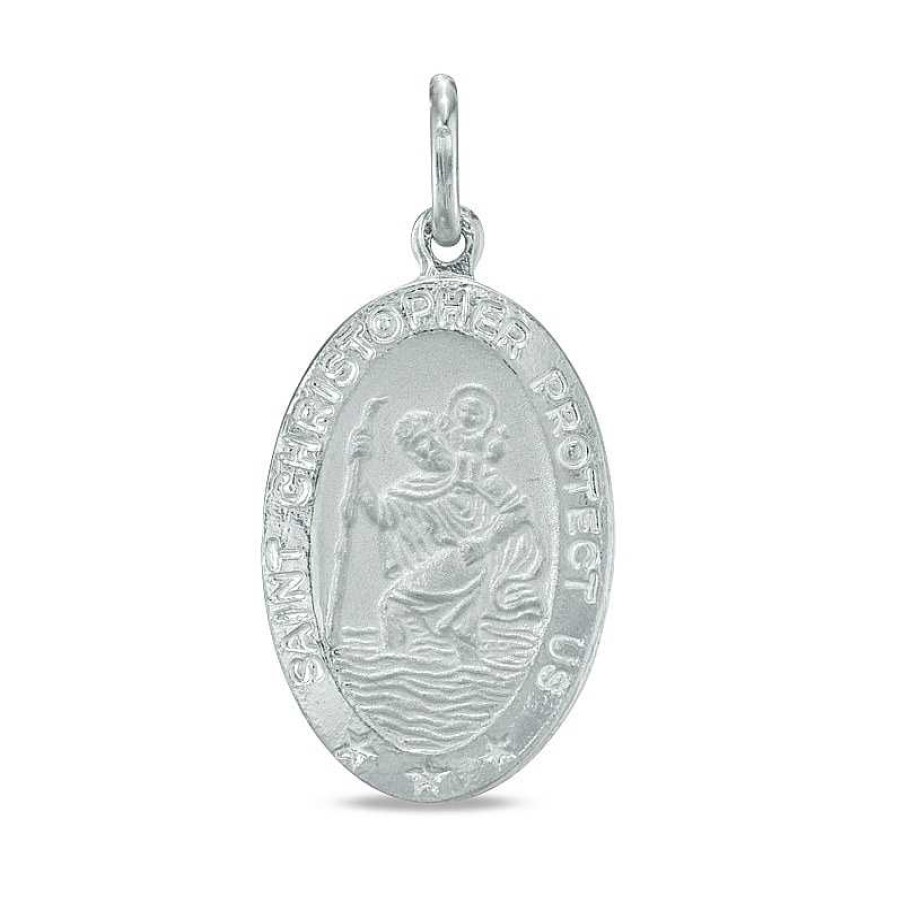 Banter Oval Saint Christopher Protection Necklace Charm In Sterling Silver Charms