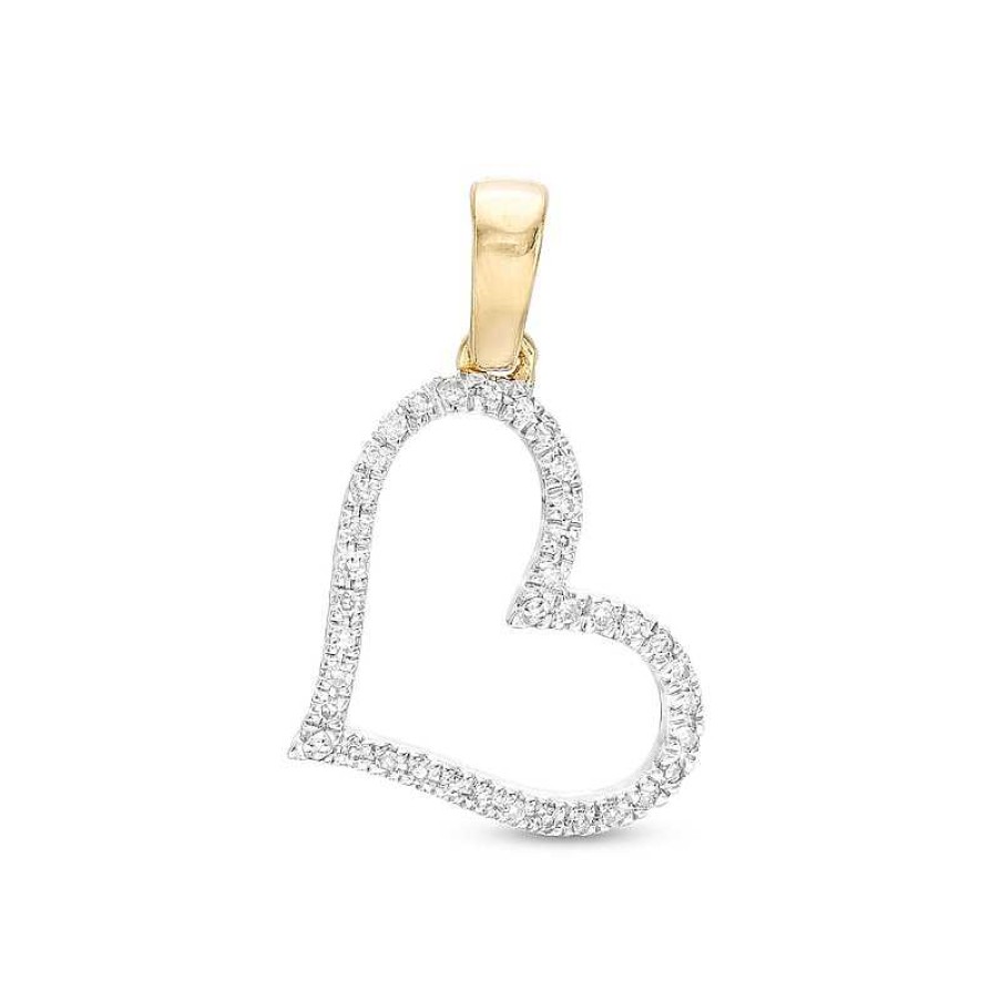 Banter 10K Solid Gold 1/20 Ct. T.W. Diamond Heart Necklace Charm Charms