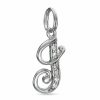 Banter Cubic Zirconia Cursive "J" Charm In Sterling Silver Charms