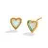 Banter 10K Solid Gold Simulated Opal Beaded Heart Studs Earrings