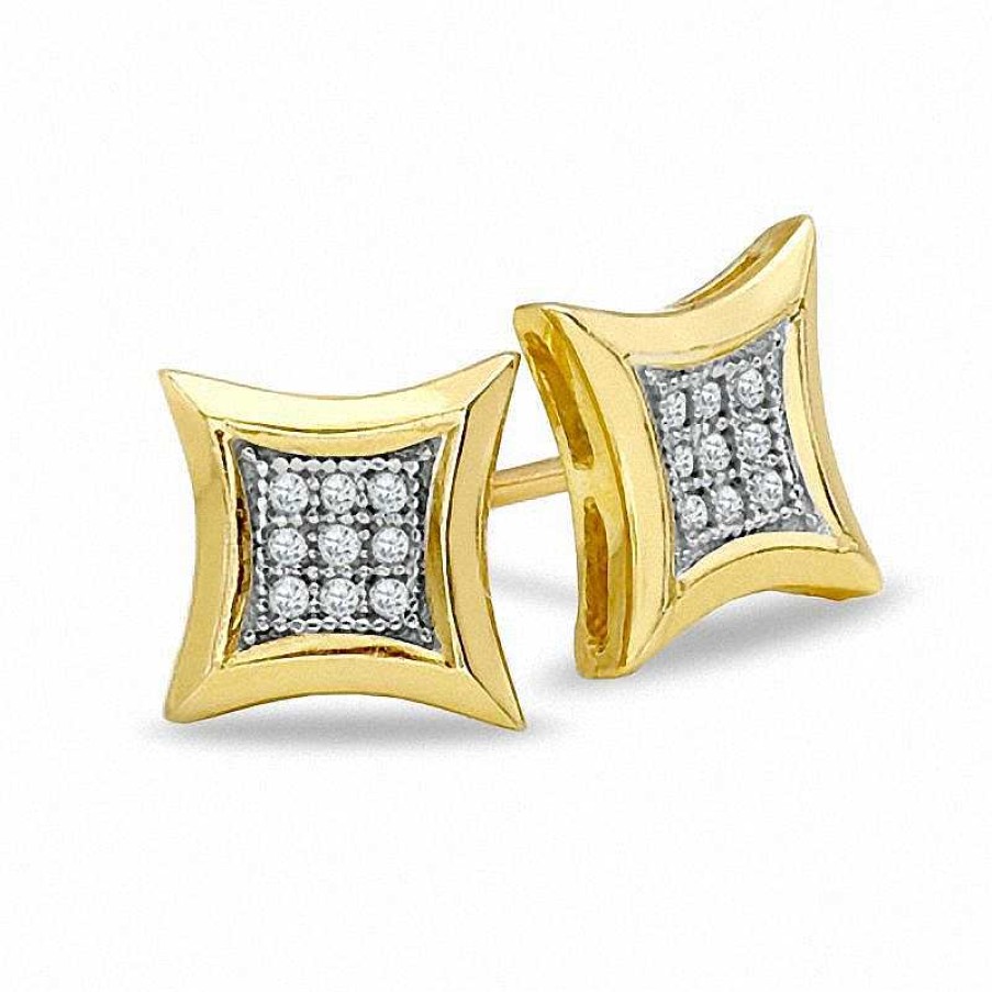 Banter Diamond Accent Curved Frame Square Earrings In 10K Gold Earrings