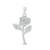 Banter Cubic Zirconia Long Stem Rose Necklace Charm In Solid Sterling Silver Charms