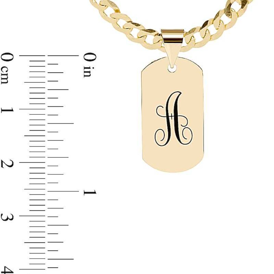 Banter 14K Gold Plate Initial Dog Tag Curb Chain Necklaces