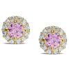 Banter Child'S 4Mm Pink And White Cubic Zirconia Frame Stud Earrings In 14K Gold Earrings