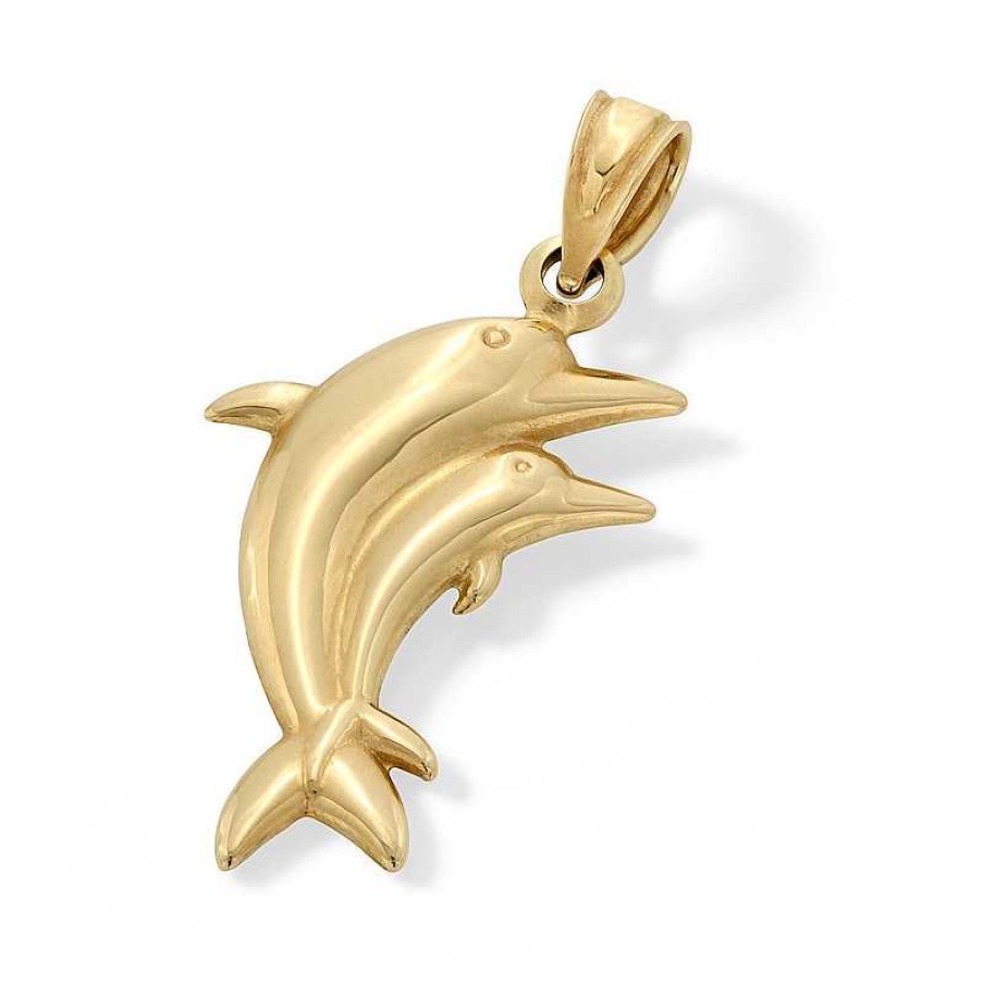 Banter 10K Hollow Gold Puff Dolphin Necklace Charm Charms