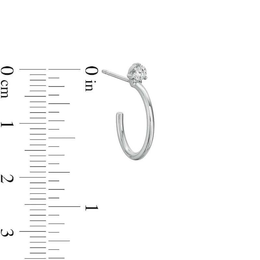 Banter 3Mm Cubic Zirconia Solid J-Hoop Earrings In Hollow Sterling Silver Earrings