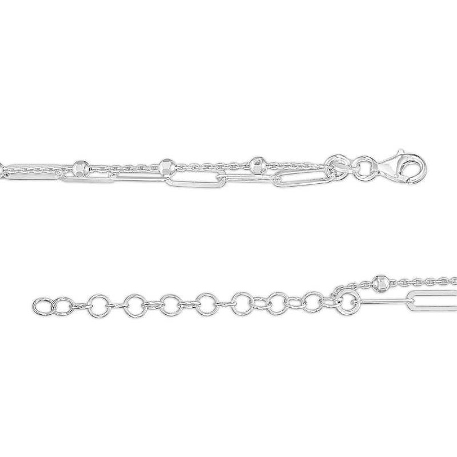 Banter Made In Italy 1.5Mm Diamond-Cut Double Woven Link Bead Chain Necklace In Solid Sterling Silver - 16" + 2" Necklaces