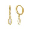 Banter Cubic Zirconia Bezel Marquise Drop Huggie Hoop Earrings In 10K Solid Gold Earrings