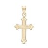 Banter Grooved Budded Cross Necklace Charm In 10K Stamp Hollow Gold Charms