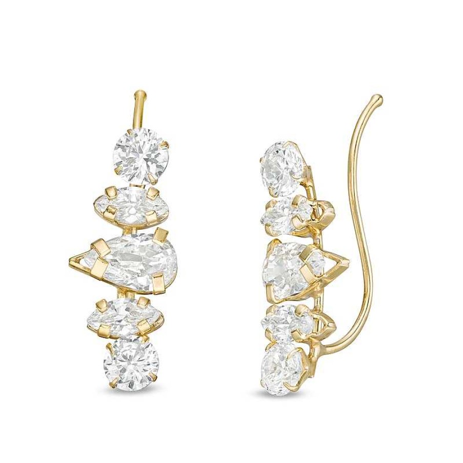 Banter Multi-Shape Cubic Zirconia Crown Crawler Earrings In 10K Gold Earrings