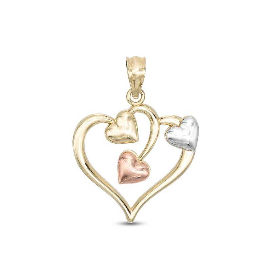 Banter Multi-Baby Hearts Tri-Tone Necklace Charm In 10K Gold Charms