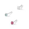 Banter Semi-Solid Sterling Silver Crystal Nose Stud Set - 22G Nose