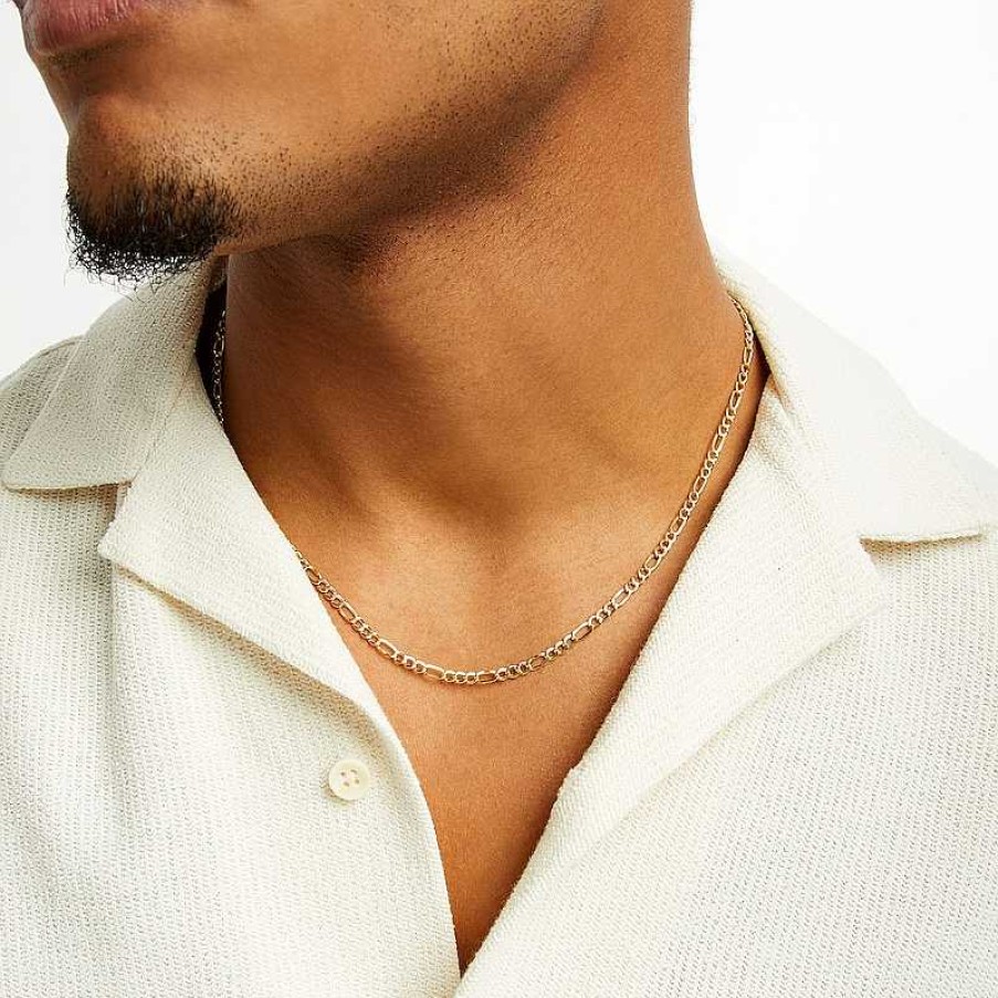 Banter 3.2Mm Figaro Chain Necklace In 14K Gold Bonded Semi-Solid Sterling Silver - 20" Necklaces