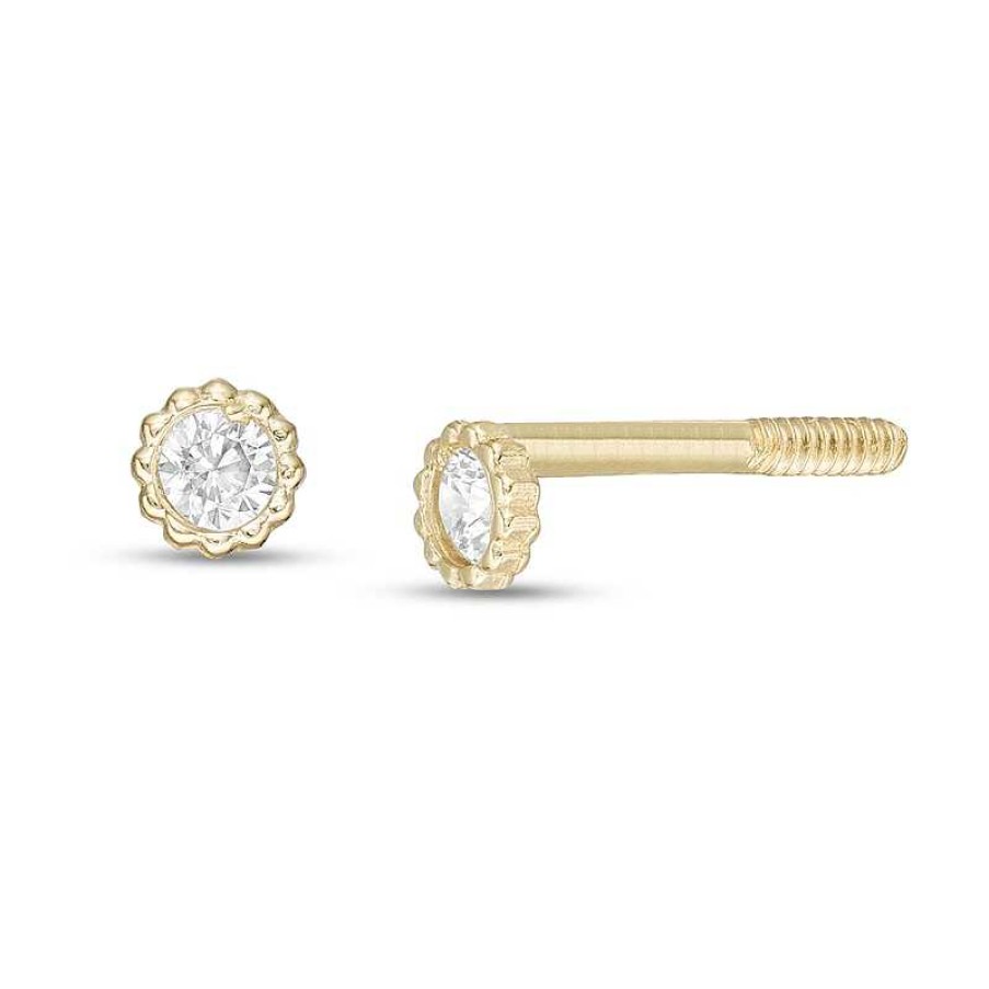 Banter Cubic Zirconia Solitaire Bead Frame Stud Earrings In 10K Gold Earrings