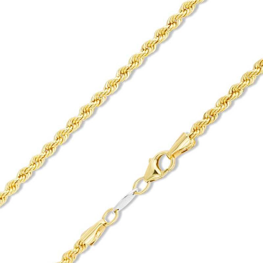 Banter 021 Gauge Rope Chain Necklace In 10K Solid Gold Bonded Sterling Silver- 24" Necklaces